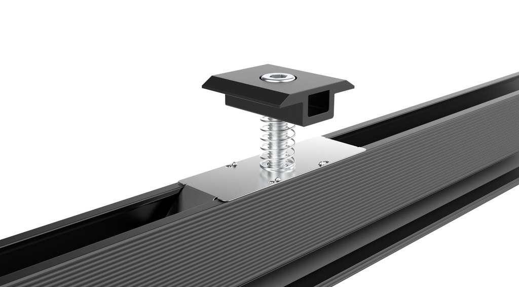 Mittelklemme 30mm mit Schraube, Nutenstein und Feder SCHWARZ